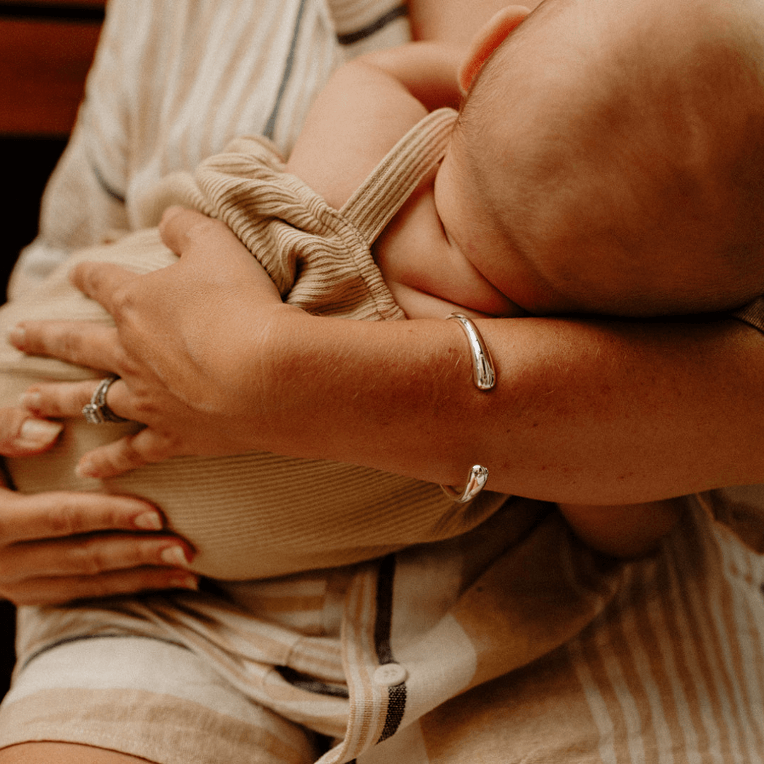 silver Boobie bracelet mum and bub